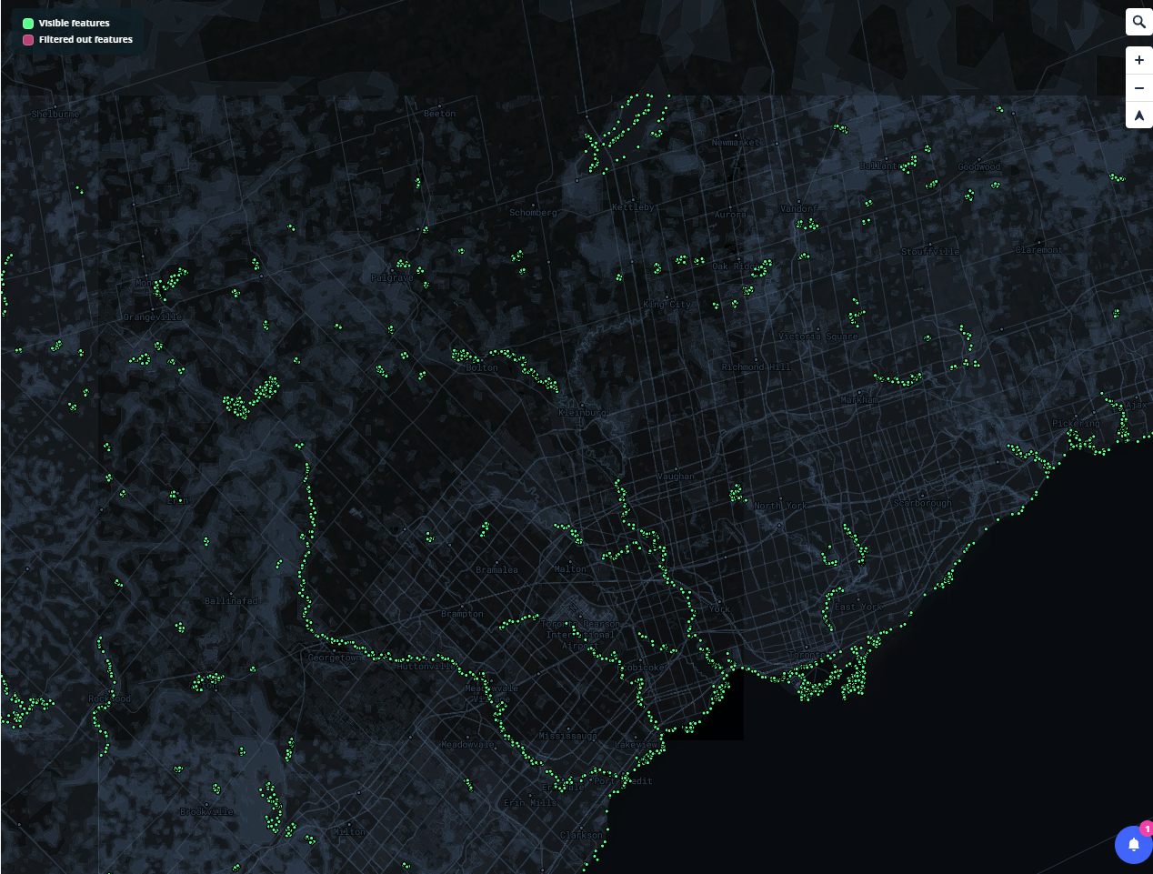 map over view on roads